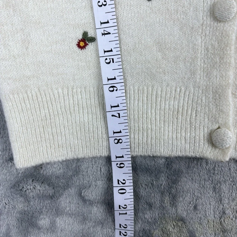 Zara Girls Cream Floral‎ Embroidered Cardigan 13 14 Cropped V Neck Knit